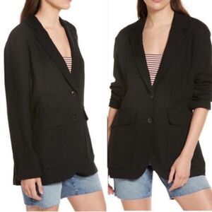 Madewell Breezewoven Larsen Linen‎ Blend Black Blazer Size XS